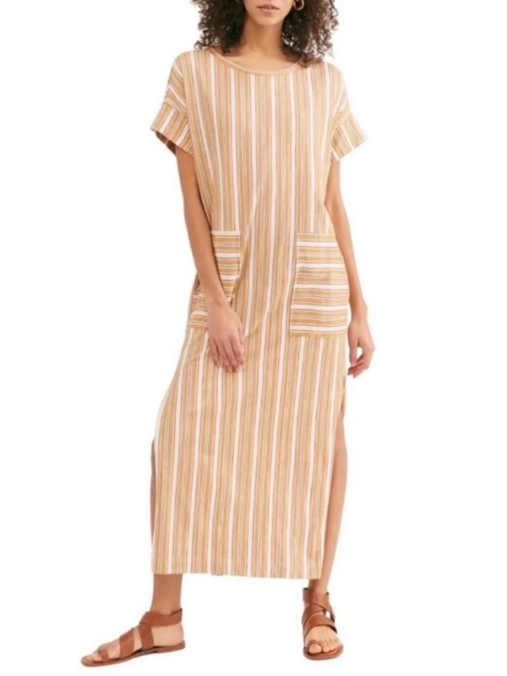 Free People Beach Endless Summer Marguerite Tee Maxi Dress Sand Combo Size Small